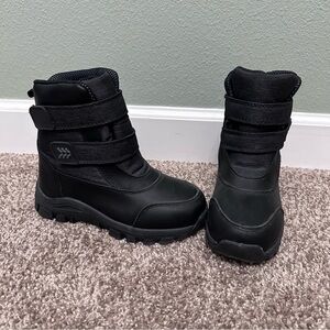 All in Motion Black and Gray Rain & Snow Boots with Velcro Straps size 13